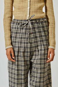 Pantalon jogging en laine tartan - Noir Crème