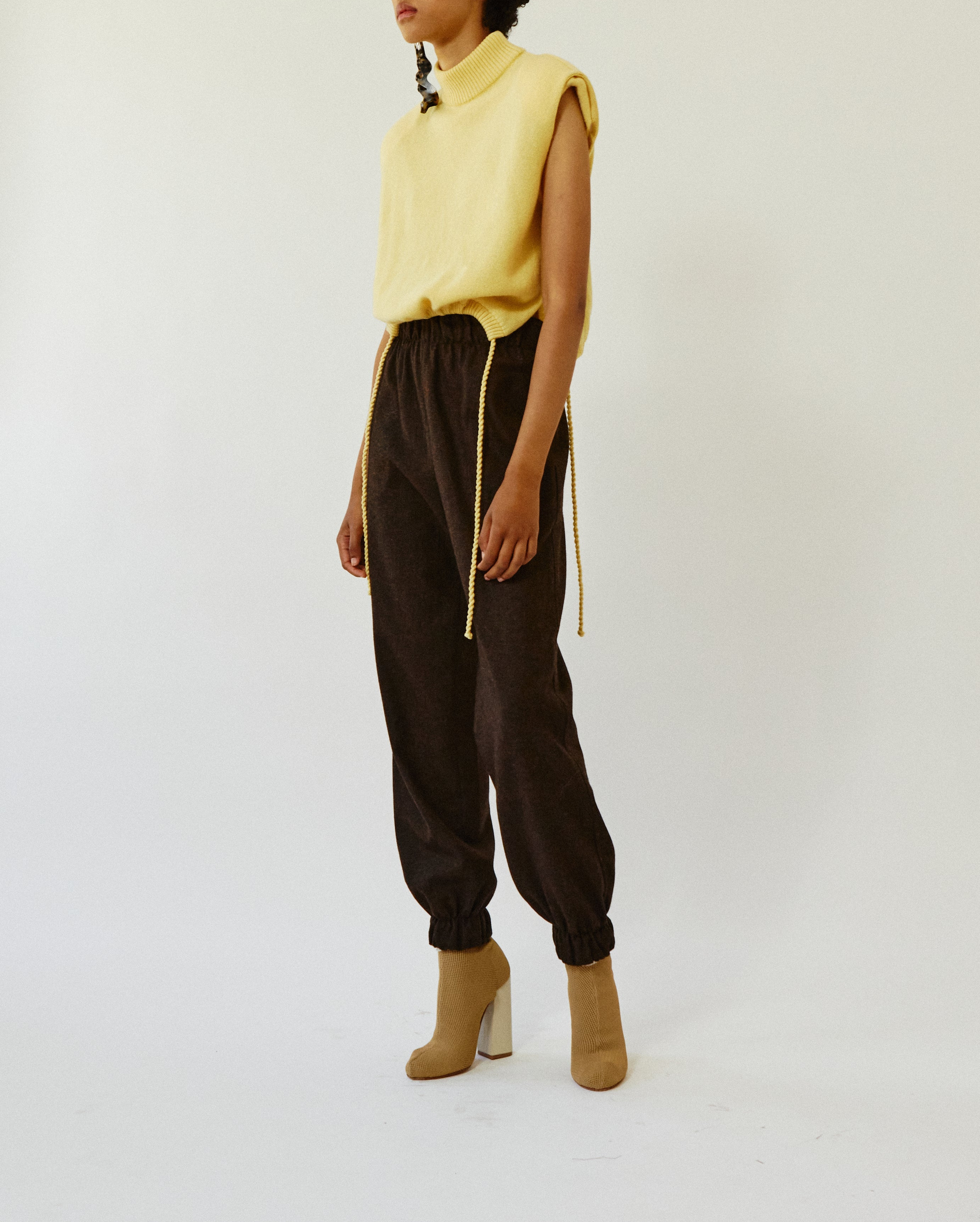 Pantalon jogging en tweed - Chocolat