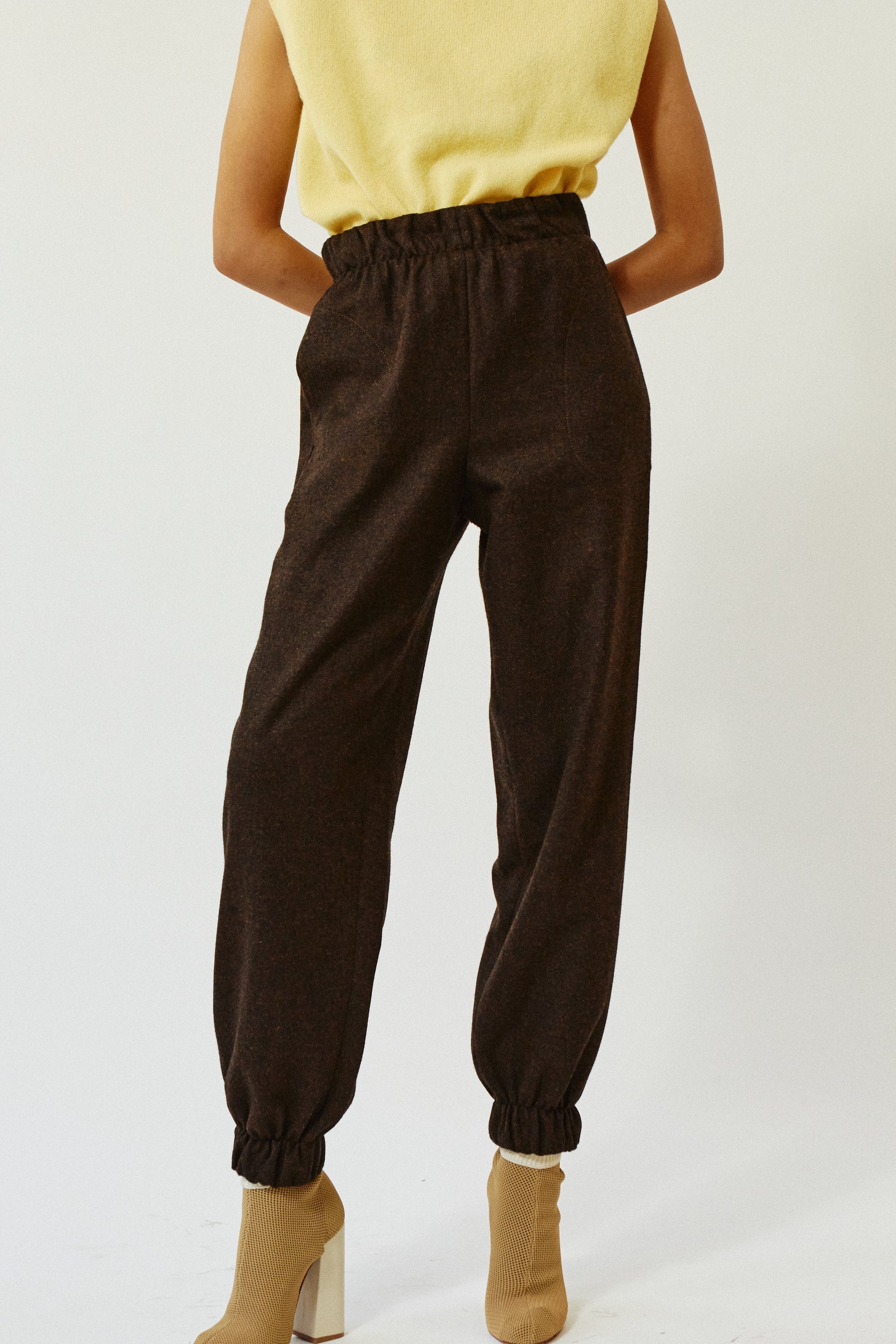 Pantalon jogging en tweed - Chocolat