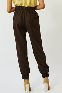 Pantalon jogging en tweed - Chocolat