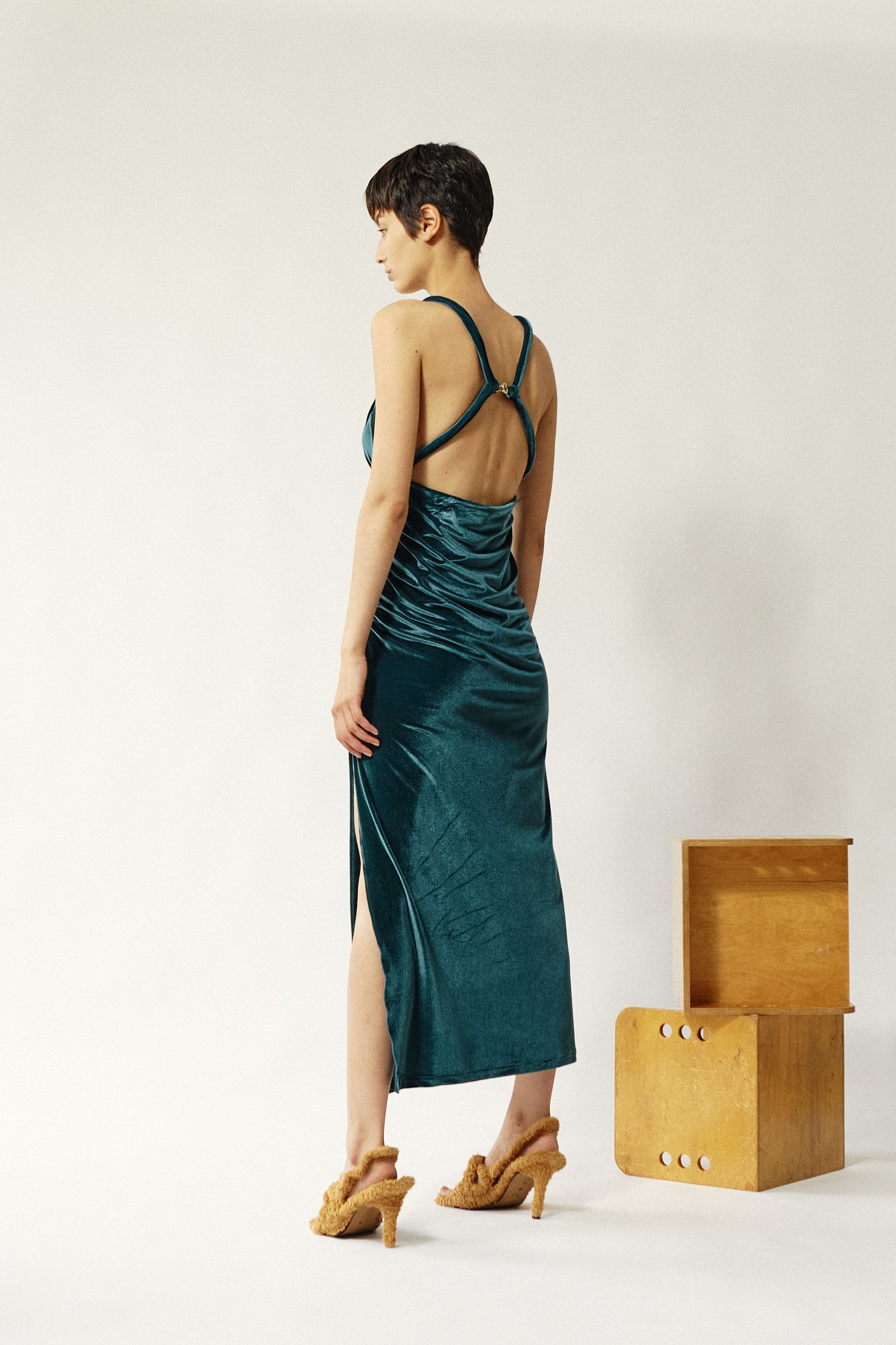 Robe en jersey velours - Séquoia