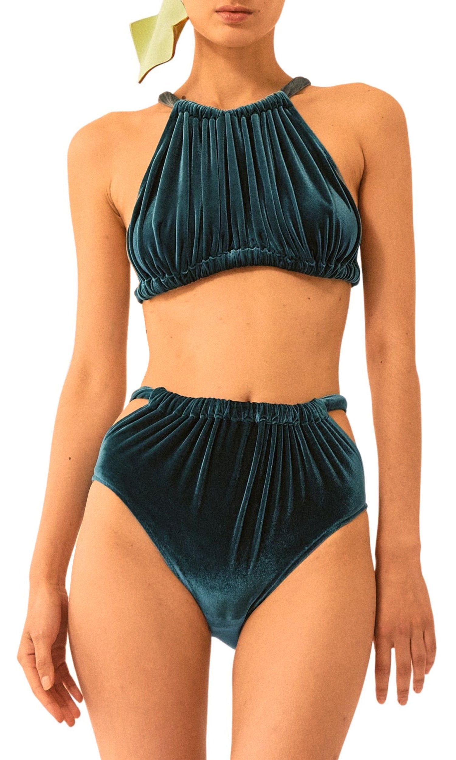 Brassière de maillot de bain en jersey velours - Séquoia