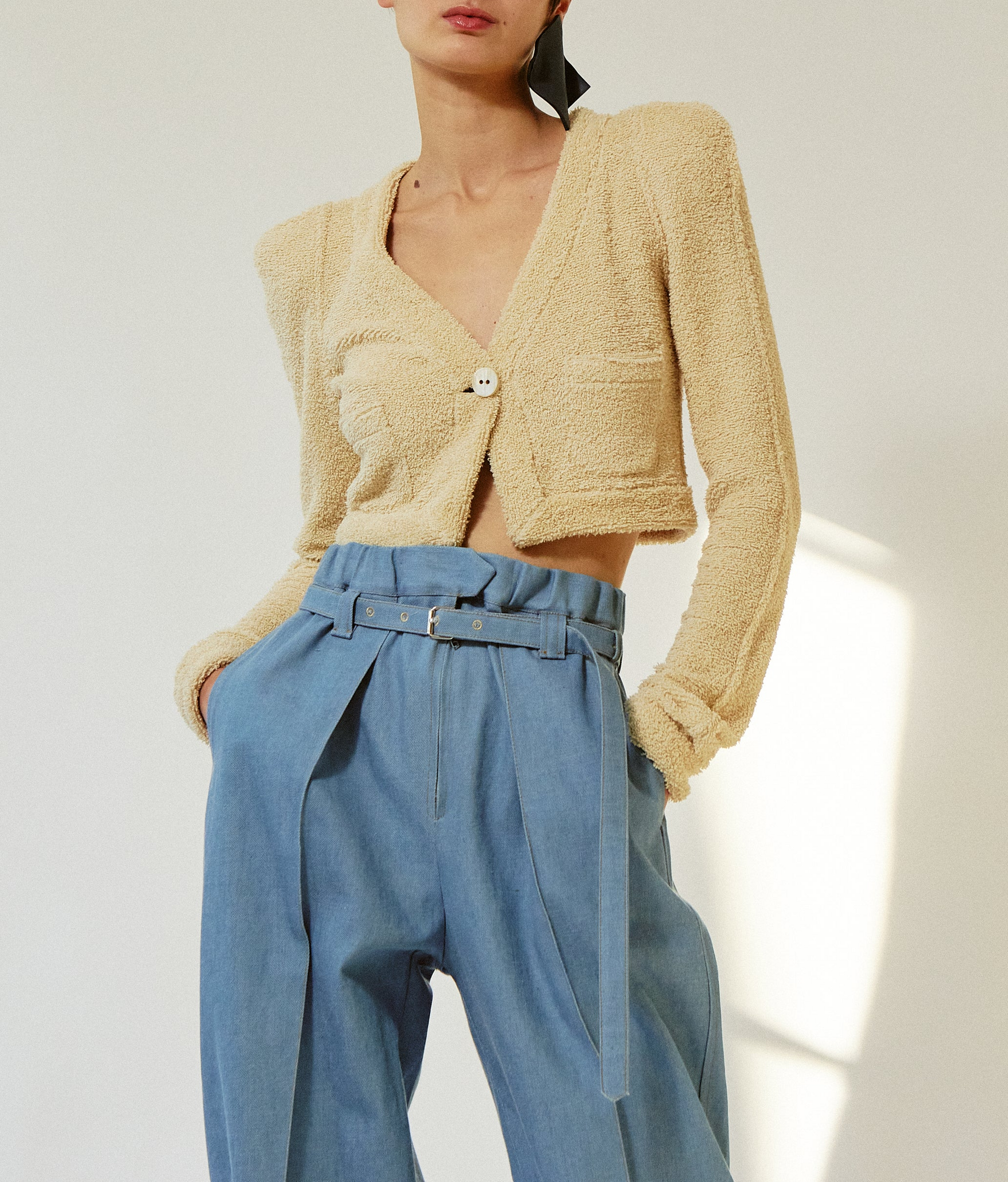Micro-cardigan en éponge - Cream