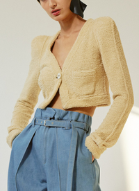 Micro-cardigan en éponge - Cream