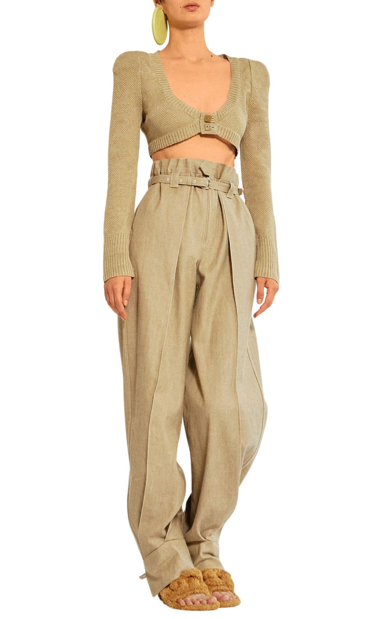 Micro-cardigan en maille de chanvre - Beige