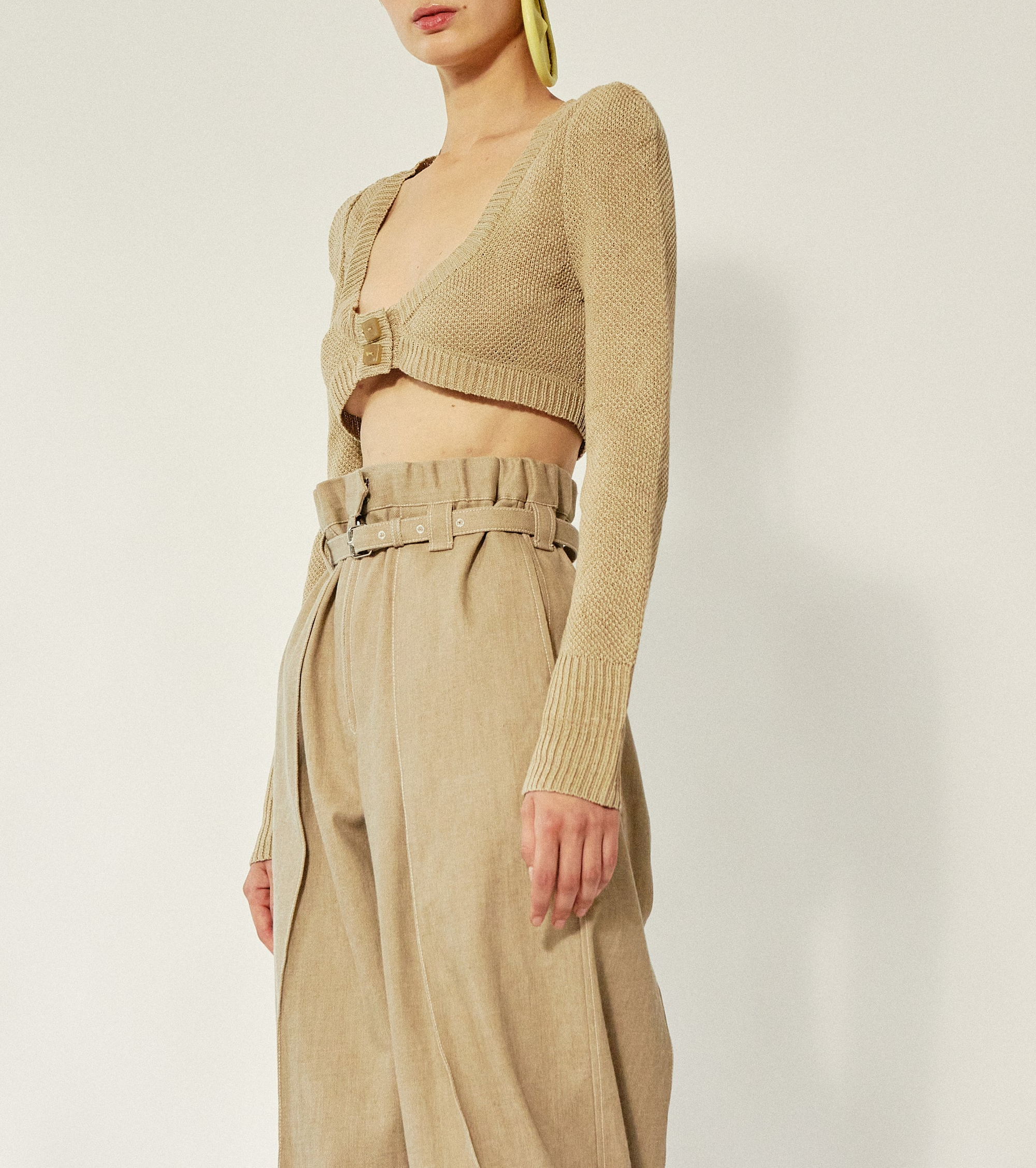 Micro-cardigan en maille de chanvre - Beige