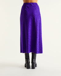 Jupe mi longue Vicky en soie - Purple Jacquard
