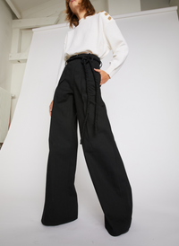 Pull boxy épaule boutonnée - Ivoire