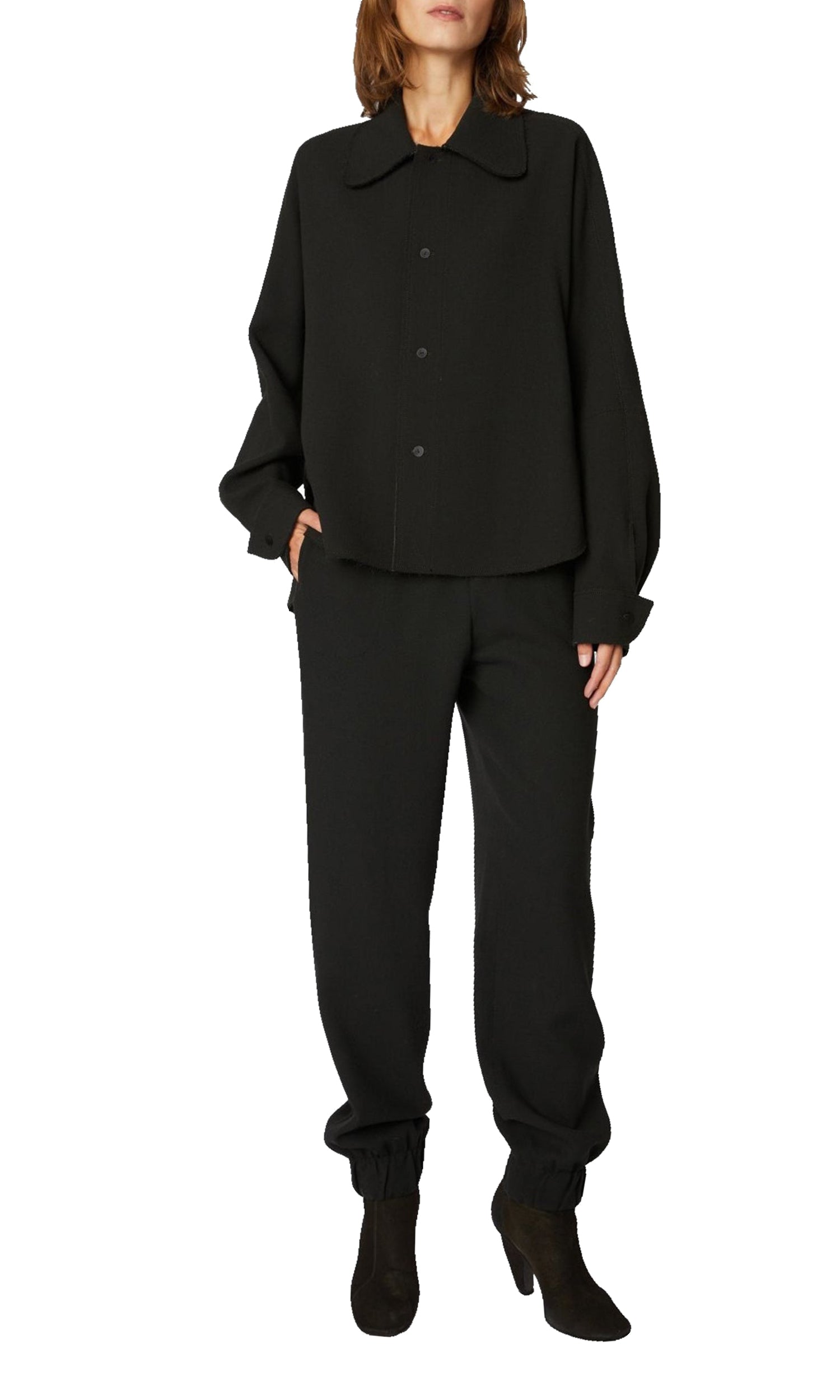 Pantalon jogging en crêpe de laine - Choco