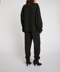 Pantalon jogging en crêpe de laine - Choco
