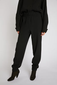 Pantalon jogging en crêpe de laine - Choco