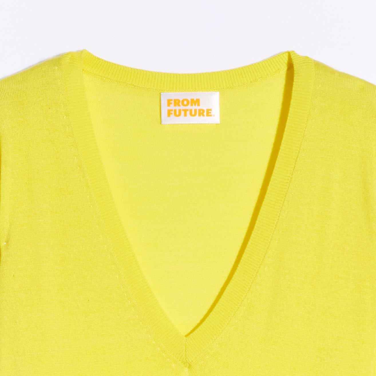 Pull à col V slim en soie et cachemire - Summer Yellow