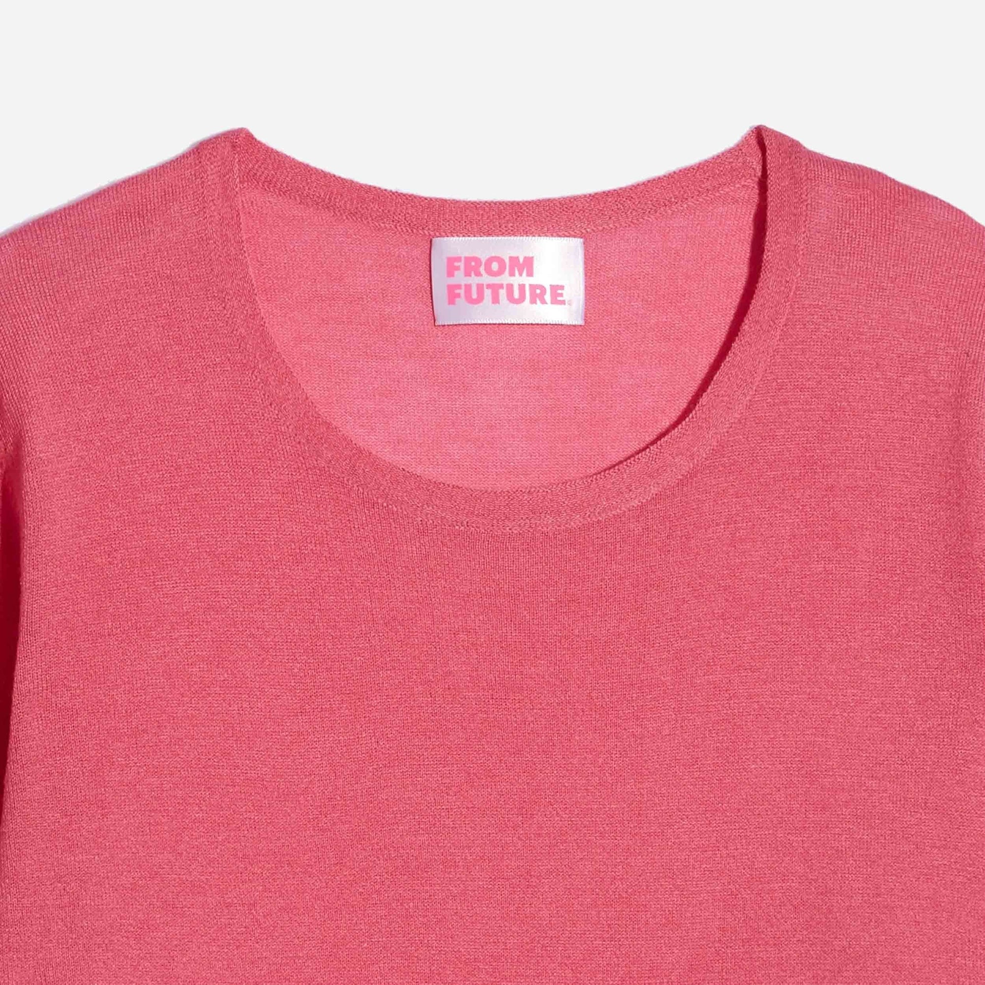 Pull à col rond slim en soie et cachemire - Bubble Gum
