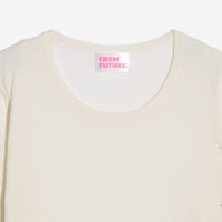 Pull à col rond slim en soie et cachemire - Ecru