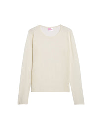Pull à col rond slim en soie et cachemire - Ecru