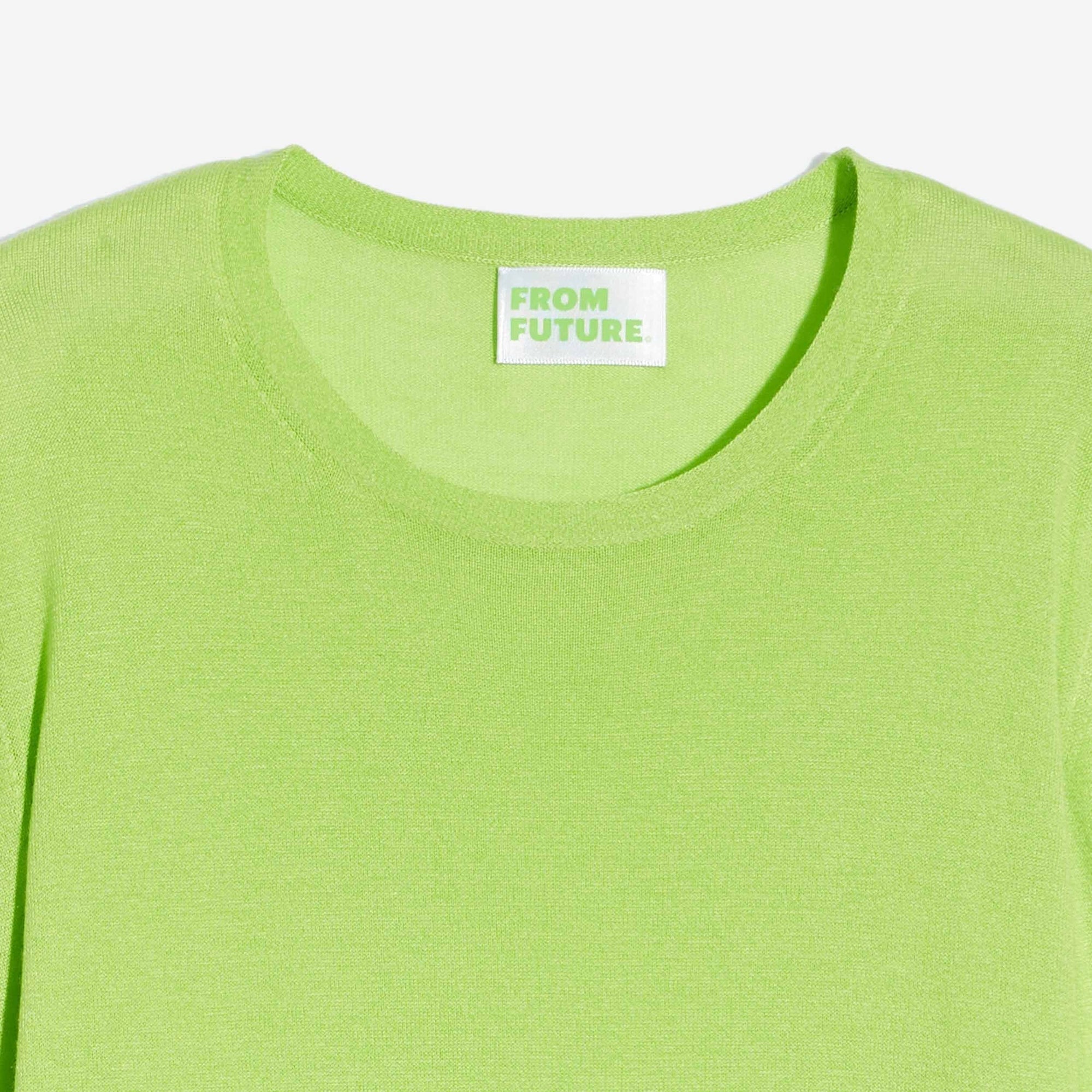 Pull court à col rond en soie et cachemire - Apple Green
