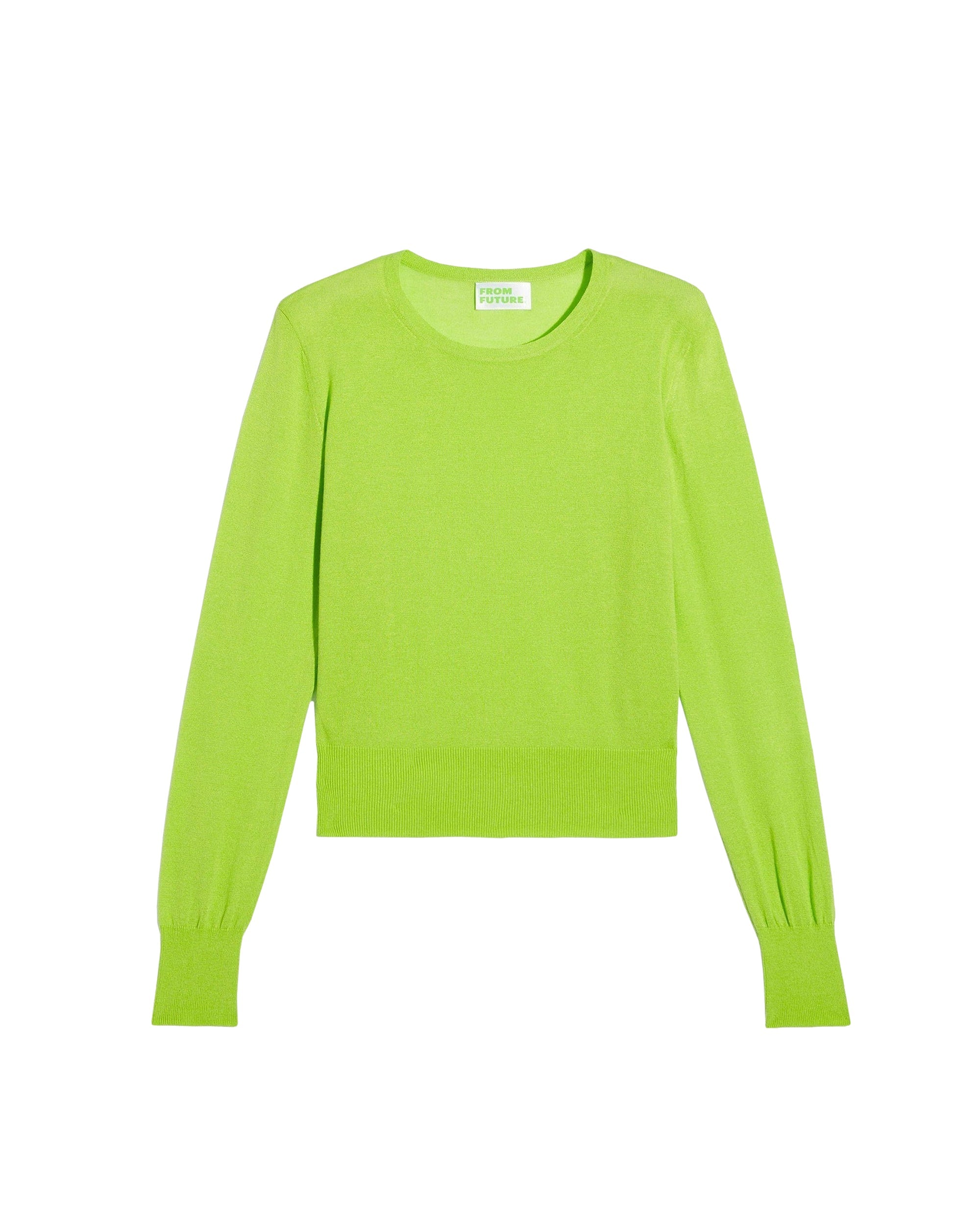 Pull court à col rond en soie et cachemire - Apple Green