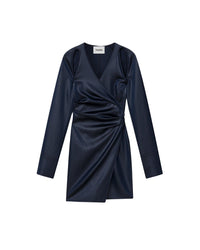 Robe Ira en satin brillant - Navy