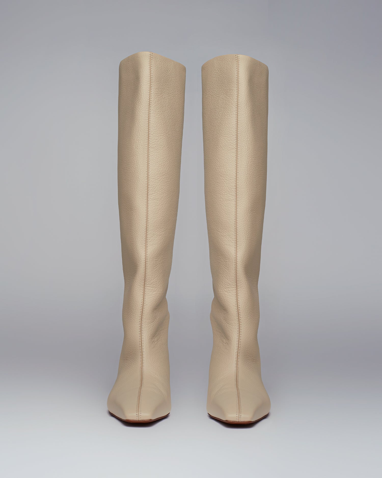 Cuissardes Pippa en cuir - Creme