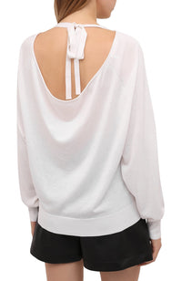 Pull maille dos nu à détails en dentelle et soie - Iconic Milk