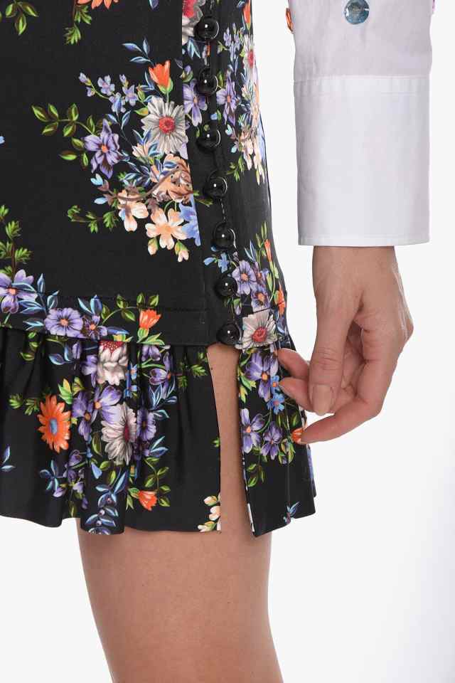 Jupe courte imprimée de fleurs - Black Large Liberty