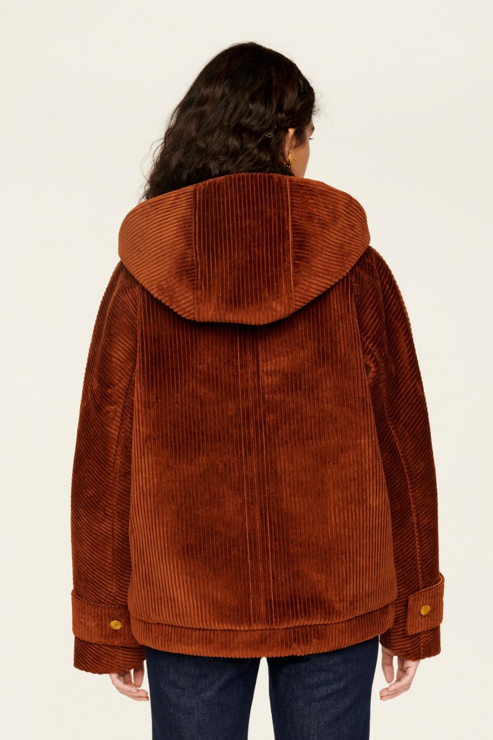 Blouson avec cordon de serrage à la taille - Café