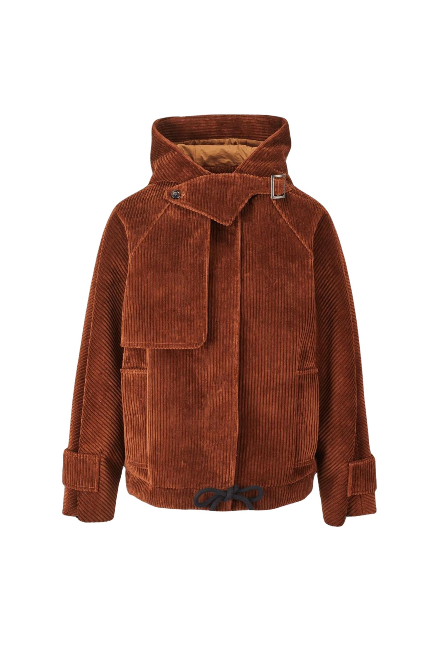 Blouson avec cordon de serrage à la taille - Café