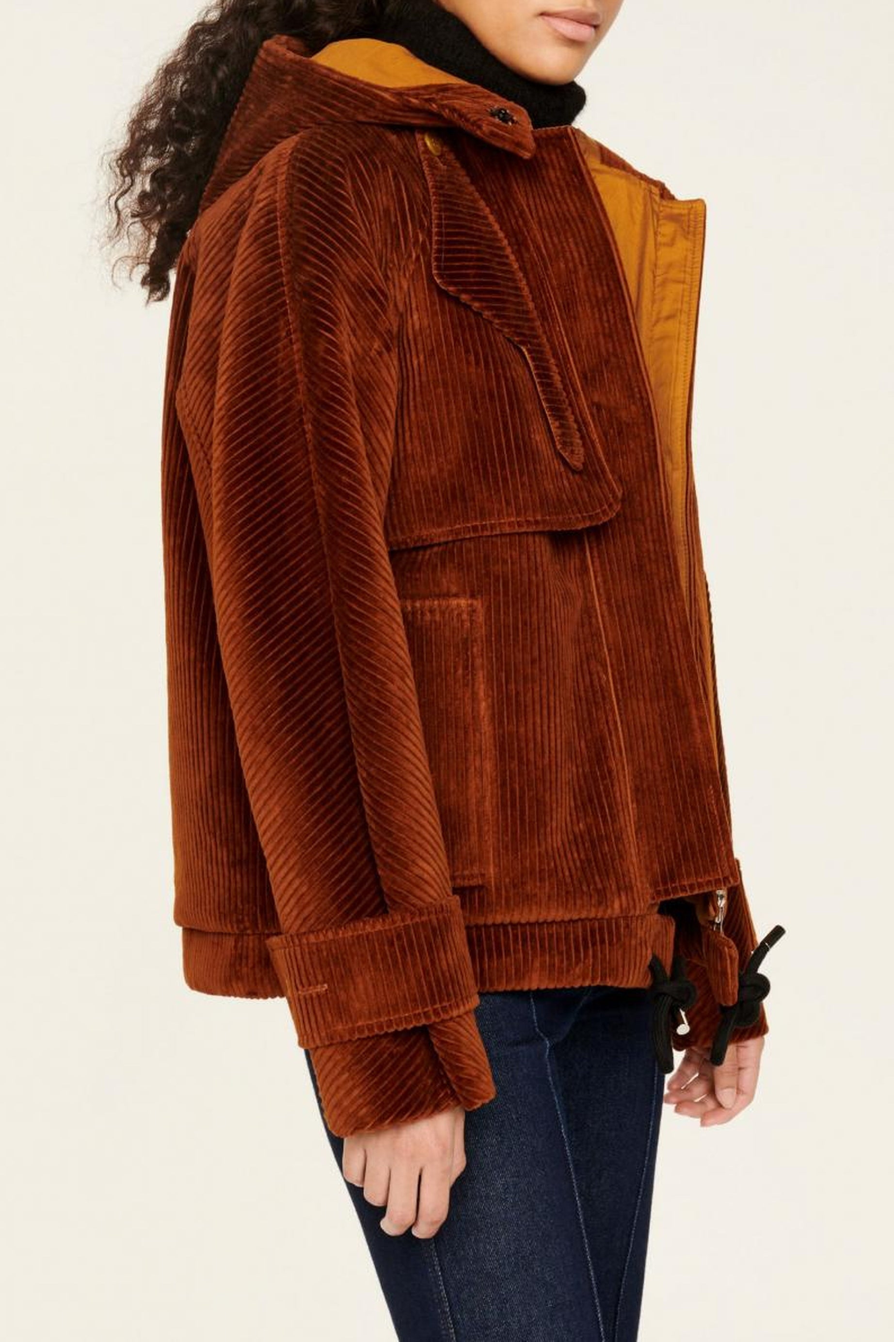 Blouson avec cordon de serrage à la taille - Café