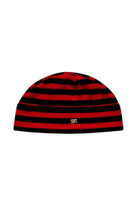 Bonnet Poor Boy rayé en laine - Noir & Rouge