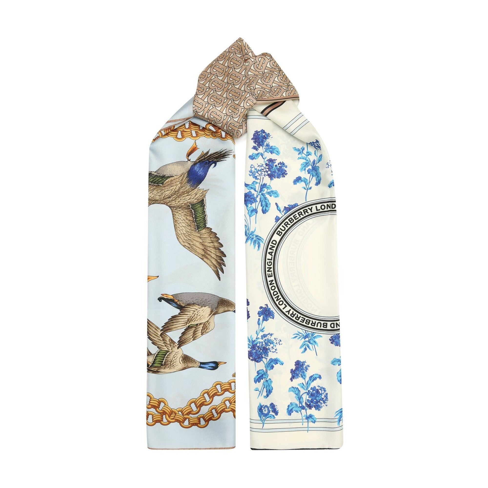 Foulard en soie à imprimé montage - Pale Blue