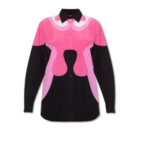 Chemise oversize en soie à imprimé abstrait - Black
