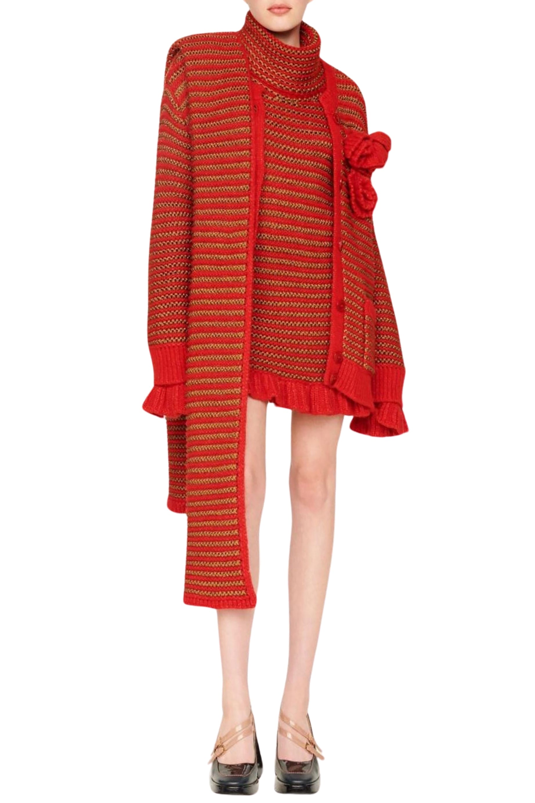 Veste à coutures apparentes et rayures - Rouge & Or