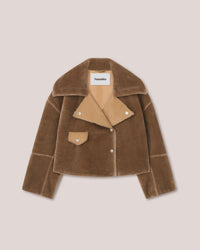 Veste de motard Adina courte - Light Caramel