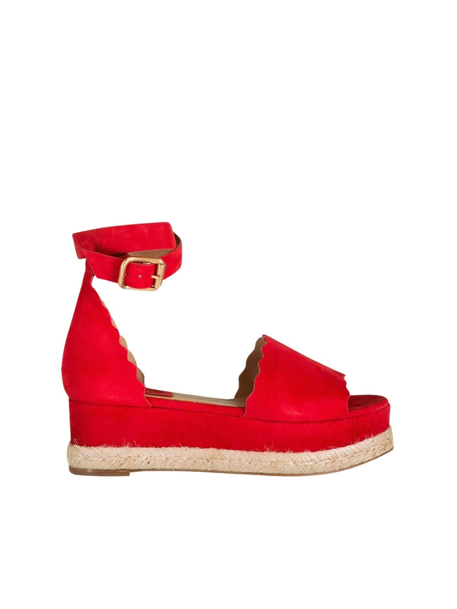 Sandales espadrilles compensées Lauren en cuir - Red Flame