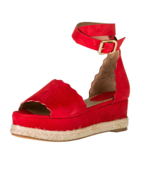 Sandales espadrilles compensées Lauren en cuir - Red Flame