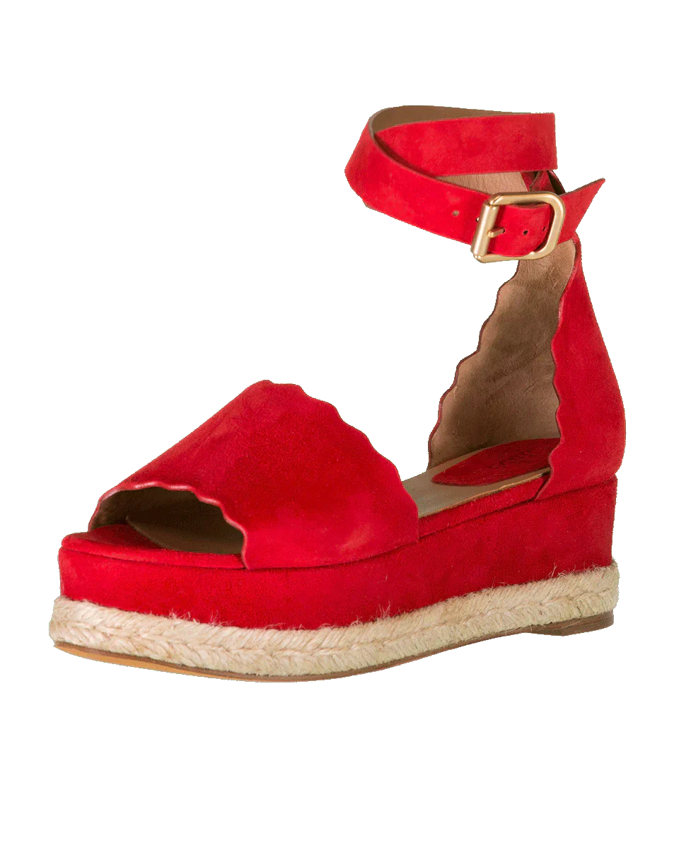 Sandales espadrilles compensées Lauren en cuir - Red Flame