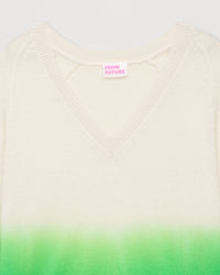 Pull Dip dye Light à col V en cachemire - Island Green