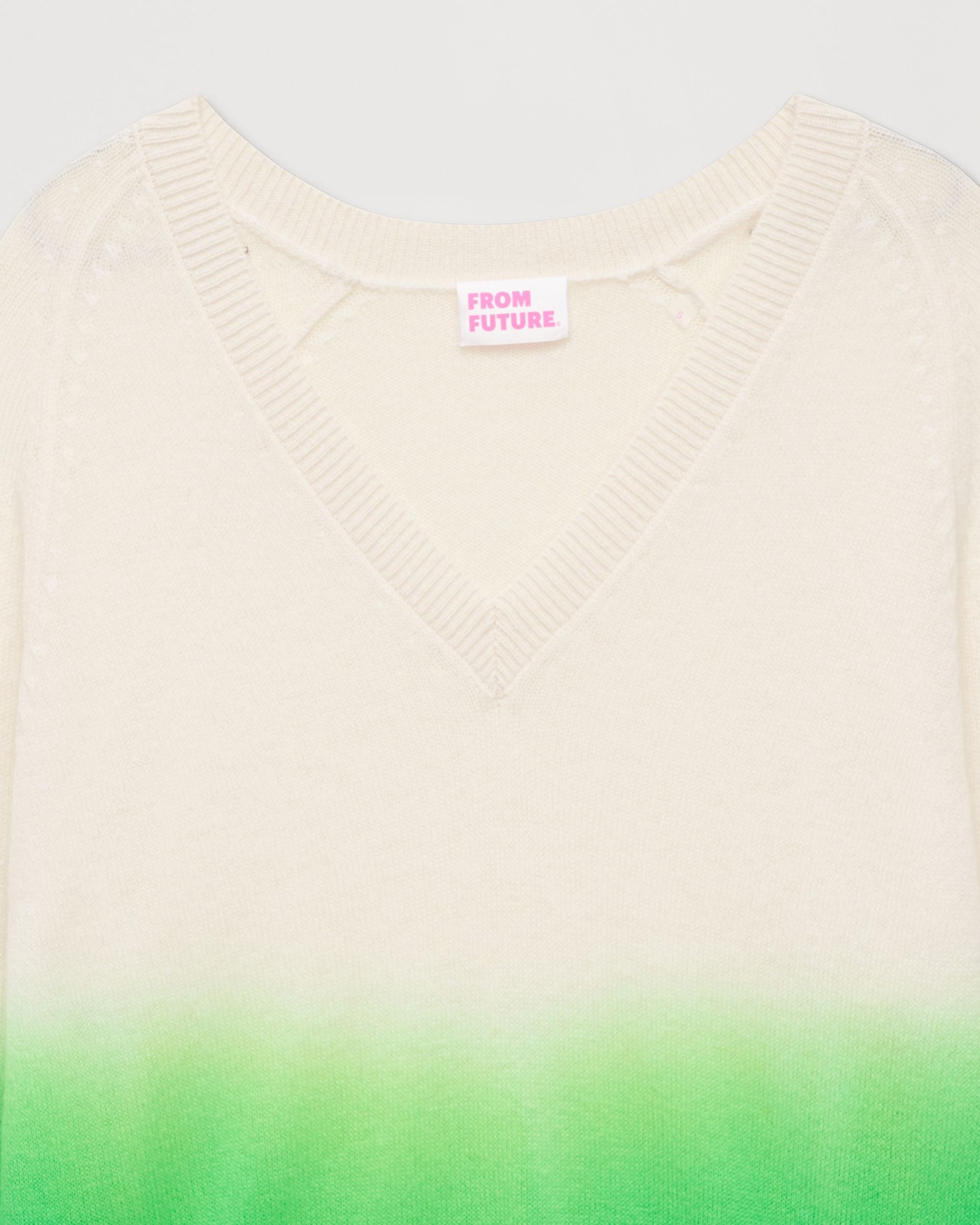 Pull Dip dye Light à col V en cachemire - Island Green