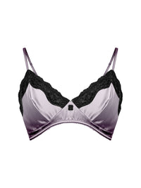 Soutien-gorge triangle Les intemporels en soie - Gris & Noir