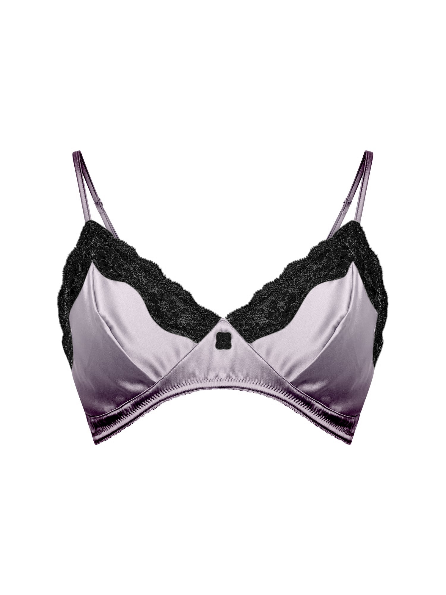 Soutien-gorge triangle Les intemporels en soie - Gris & Noir