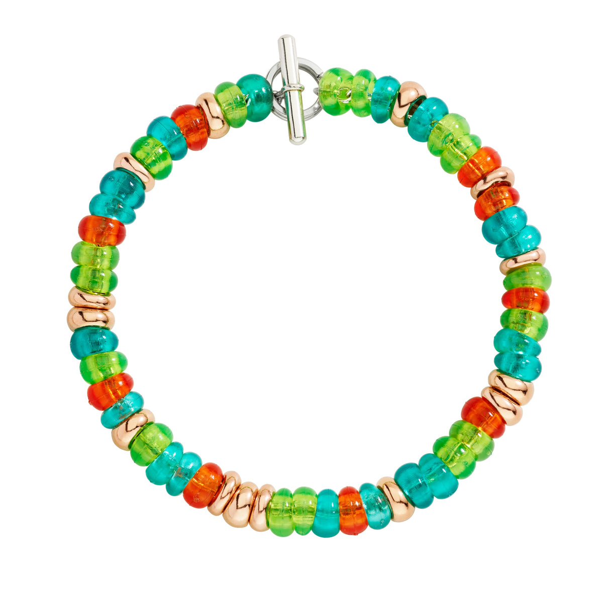 Rondelle silver & Gold recycled plastic Bracelet - Silver