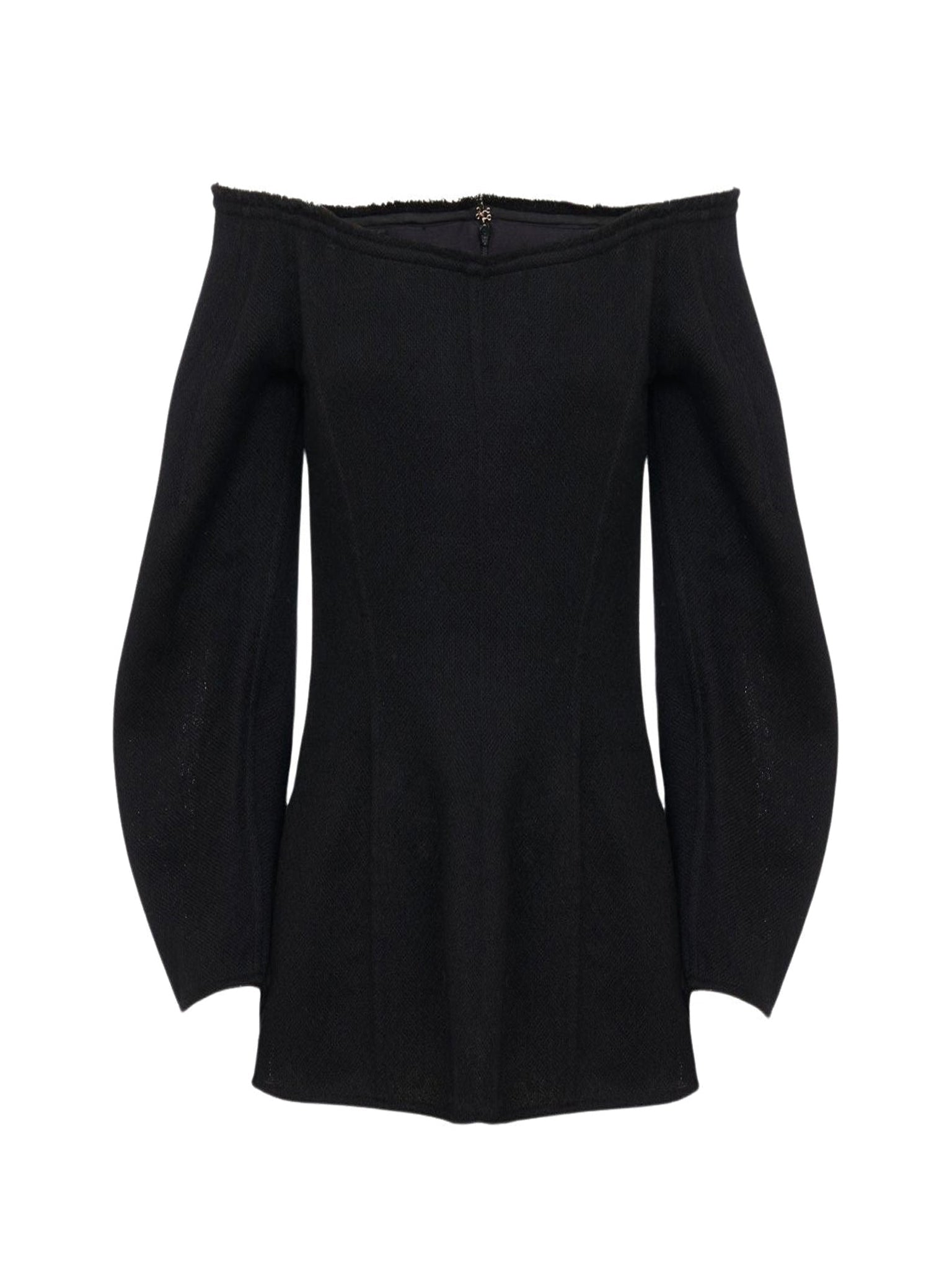 Top corset épaules nues en laine - Black