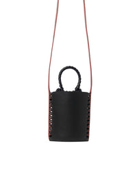 Mini sac seau Louela en cuir - Black