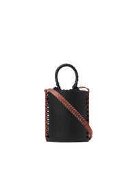 Mini sac seau Louela en cuir - Black