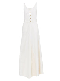 Robe longue midi évasée - White & Beige