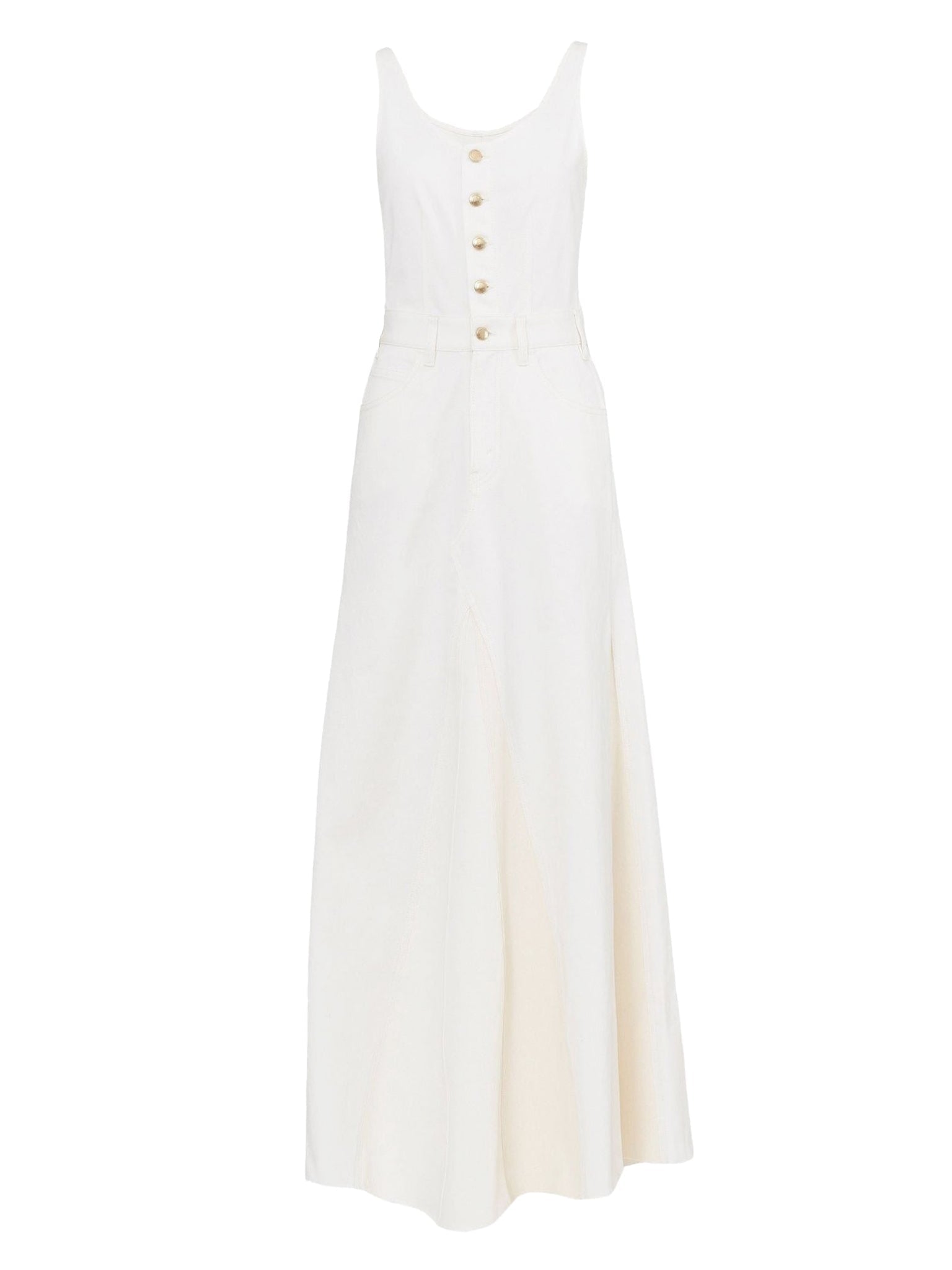 Robe longue midi évasée - White & Beige