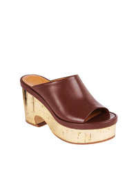 Mules compensées Oli en cuir - Brunet Brown