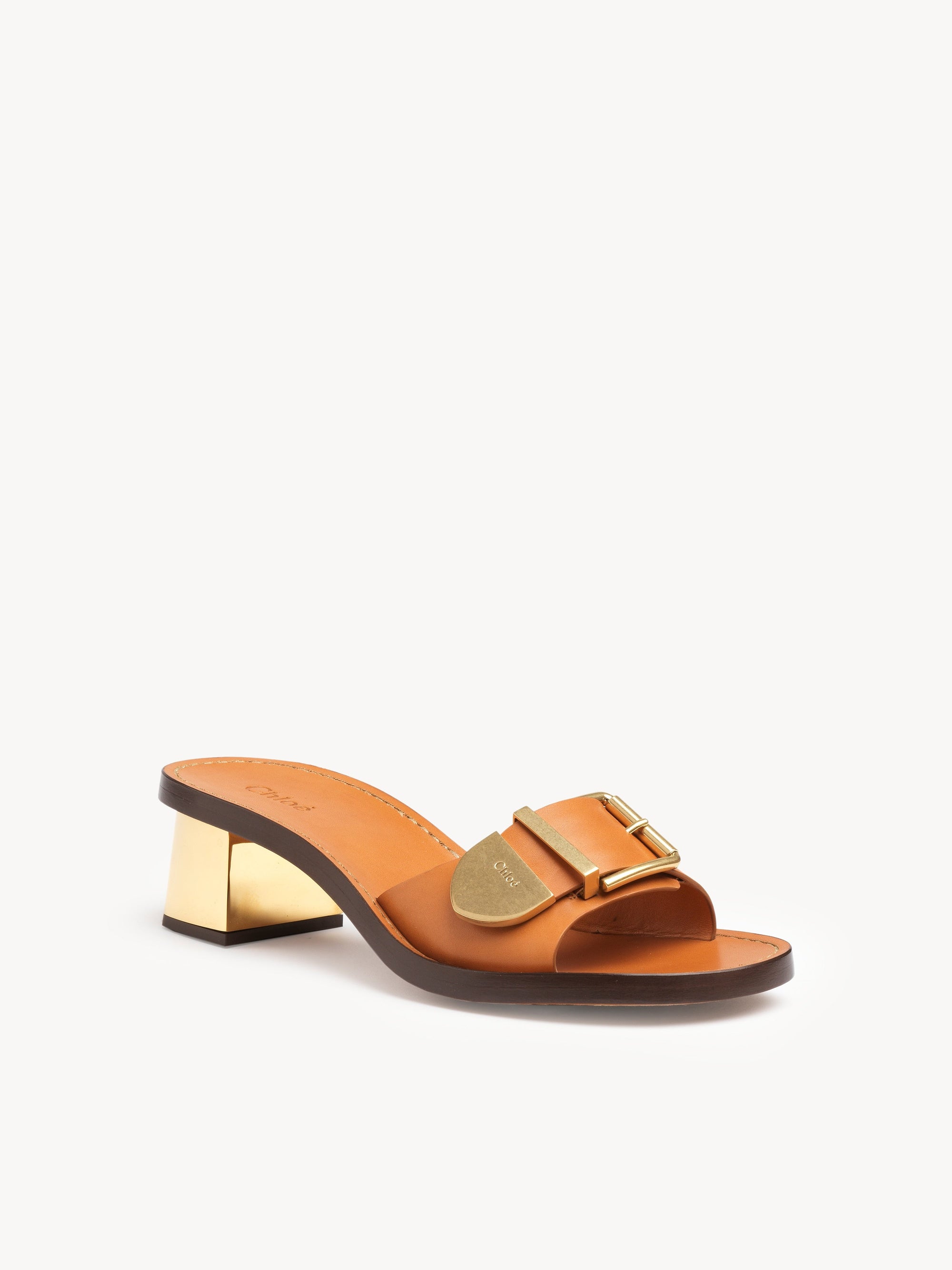 Mules à talons Rebecca en cuir - Luminous Ochre