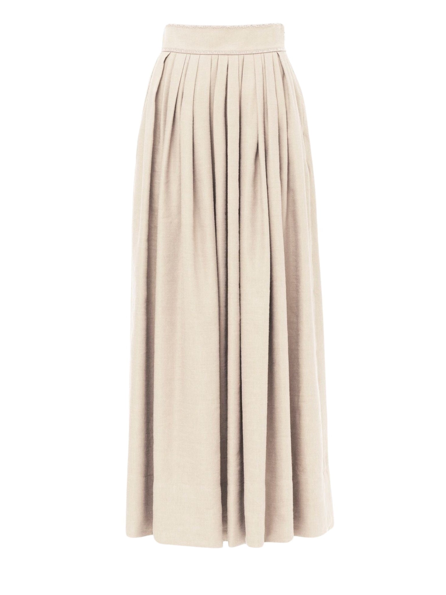 Jupe longue plissée en lin - Seedpearl Beige