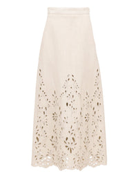 Jupe midi broderie anglaise - Soft Ivory